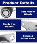 16 Piece Low Profile Side Mount Casters 1.15 Inch Gray Non Swivel Rigid Rubber Wheels 35 Lb Capacity Each With Screws