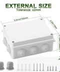 Rugged Reinforced ABS Electrical Junction Box IP65 Weatherproof Outdoor Enclosure With 2 M25 Cable Glands, 5.91x4.33x2.76 in