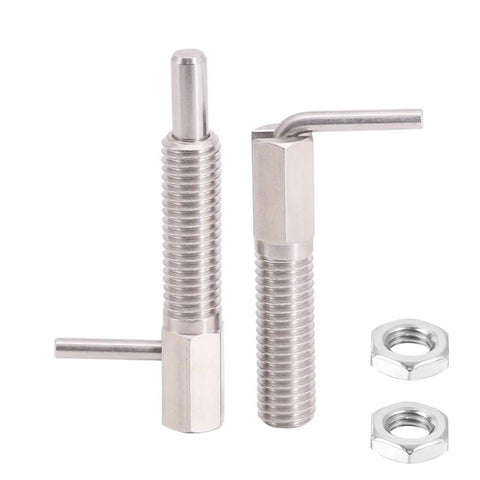 Rugged M6 Stainless Steel Retractable Indexing Plunger Pins Set Of 4 With L Shaped Handle Spring Loaded Locking Pins, nuts included