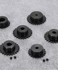 Set of 6 Rugged No 25 Roller Chain Sprockets For ISO 04C Chain, C45 Carbon Steel With Black Oxide Finish, 16 Teeth, 15mm Bore by Uxcell