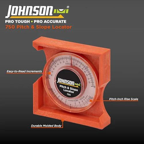 Rugged Pitch and Slope Locator provides precise roof pitch and slope readings with a 0-90 degree scale and inch-per-foot measurement