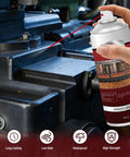 Applying Rust Proof Lubricant Spray For Quiet Door Hinges Windows And Garage Doors With Extension Straw 30 Ounce Two Bottle Pack to metal machinery