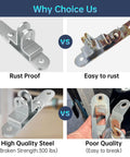 Comparison of rust-proof vs. rust-prone cargo trailer door hasp keeper bar locks, highlighting steel quality and durability.