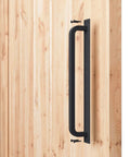 Antique Rustic 12 Inch Barn Door Handle Black Flush Long Base Pull for gate shed garage on wood surface