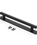 Rustic Barn Door Handle For Sliding Doors, Heavy Duty Long Base Gate Pull, Solid Steel With Frosted Black Finish, includes screws