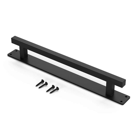 Rustic Barn Door Handle For Sliding Doors, Heavy Duty Long Base Gate Pull, Solid Steel With Frosted Black Finish, includes screws