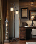 Farmhouse 68 Inch Floor Lamp With Mica Shade Rustic Tree Trunk Design Stepless Dimmable Modern Industrial Standing Lamp