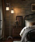 Farmhouse 68 Inch Floor Lamp With Mica Shade Rustic Tree Trunk Design Stepless Dimmable Modern Industrial Standing Lamp