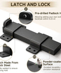 Built Tough Gate Latch With Padlock Hole, Adjustable Barn Door Lock, Rustproof steel, pre-drilled holes, farmhouse style