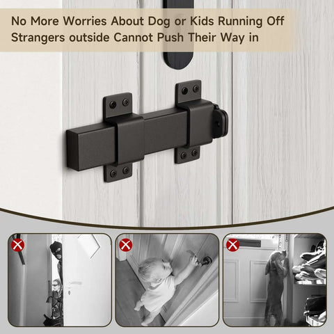 Built Tough Gate Latch with Padlock Hole installed on white wooden door for indoor safety and security.