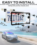 Illustration of LivTee Rustproof License Plate Screws installation on car, highlighting parts like stainless steel screws and nylon inserts