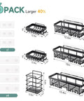 Rustproof shower caddy set with no-drill adhesive mounts, 6-pack includes small to large caddies and holders for bath essentials.