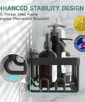 Rustproof shower caddy set with no-drill adhesive mounts delivers easy wall storage for bath essentials like soap, toothbrushes, and more, offering large capacity, organized keeping every item within reach and damage-free installation with enhanced stability design.