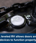 Bullseye 360 Degree RV Level for Campers and Trailers Reads 360 Degrees at Once Bubble Level Dome installed on RV hitch.