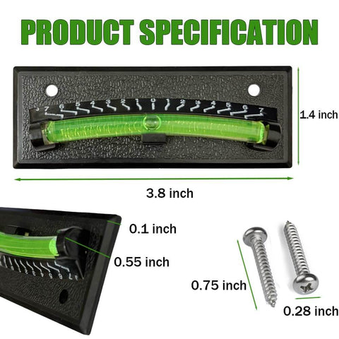 2 Pack RV Leveler Bubble Leveling System For Trailers And Campers With ABS Plastic Durable Build Tilt Gauge From Minus 7 To Plus 7 Degrees Graduated Markings For Quick Easy Leveling On Any Site dimensions and screws
