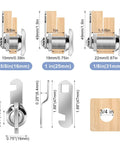 Diagram showing secure RV compartments, cabinets and drawers with a thumb operated offset cam lock featuring a 1 inch cylinder.