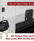 Camper Door Lock And One And One Eighth Inch Cam Lock Set With Deadbolt Lock For RV Entry Side Door Handle installed on RV