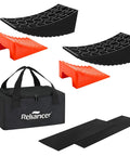 RV Camper Leveler Kit With 2 Curved Levelers 2 Wheel Chocks Anti Slip Mats And Carrying Bag Heavy Duty Leveling Blocks Up To 35000 Lbs
