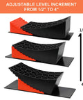 RV Camper Leveler Kit With 2 Curved Levelers 2 Wheel Chocks Anti Slip Mats And Carrying Bag Heavy Duty Leveling Blocks Up To 35000 Lbs side view
