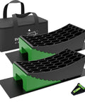 8 Piece RV Camper Leveling Kit With Curved Levelers, Wheel Chocks, And Rubber Grip Mats In Storage Bag For Easy Half Inch To Four Inch Elevation, Heavy Duty Polyethylene Blocks For Trailers Up To 35,000 Lbs