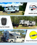 Rugged 20Ft 10AWG Solar Panel Extension Cable With Double Cable Entry Gland And IP68 Waterproof Connectors Perfect For RVs Campervans And Off Grid Solar Projects installed on RVs and campervans in outdoor settings, with emphasis on easy installation and waterproof features.