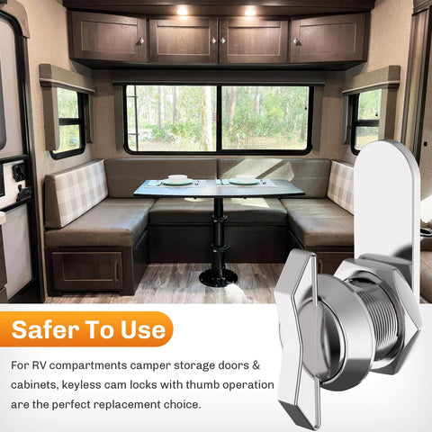 Five Eighths Inch Thumb Operated Offset Cam Lock Set Keyless Five Piece Compartment Lock For RV Camper Storage
