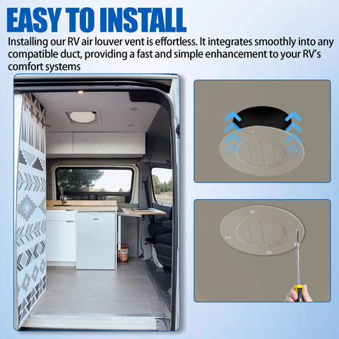Installed 5-Pack 6.5 Inch RV Ceiling Vent Covers For Inside Camper With Rotatable Slats And Directional Airflow Replacement