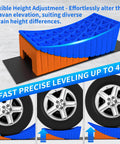 Heavy Duty RV Leveler Kit For Camping, 2 Pack Curved Wheel Levelers With Anti Slip Mats And Carrying Bag in use example