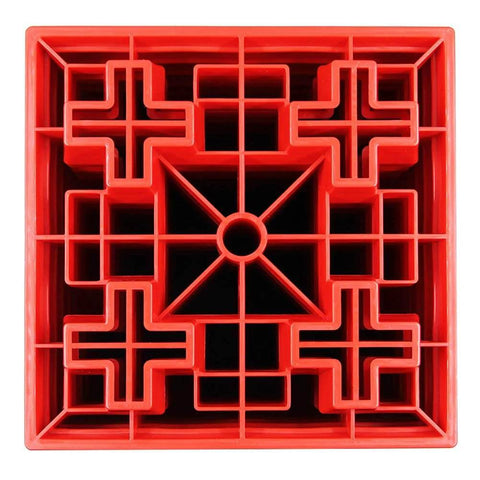 10 Pack Heavy Duty RV Leveling Blocks For Campers And Trailers, durable interlocking block, top view, red plastic