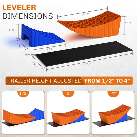Heavy Duty RV Leveling Blocks Kit For Camper With Anti Slip Mats Two Pack Curved Design Up To 35000 Lbs For Travel Trailer