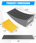 RV Leveling Blocks 2 Pack For Travel Trailers And Motorhomes By Nilight Dual Axles High Density Polyethylene Heavy Duty Level Ramp System Up To 35000 Lbs For Fast Safe And Easy Leveling On Any Surface Yellow showing product dimensions.