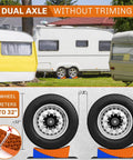 Heavy Duty RV Leveling Blocks Kit For Camper With Anti Slip Mats Two Pack Curved Design Up To 35000 Lbs For Travel Trailer Easier And Faster Leveling Today showing dual axle setup and compatibility with large wheels.