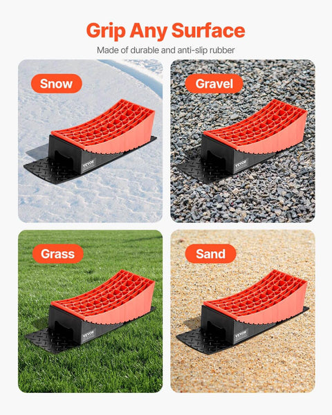 Heavy Duty RV Leveling Blocks Set For Campers And Trailers 2 Pack Up To 8818.5 Lbs Support 4 Inch Max Height Curved Design displayed on different surfaces