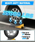 RV Leveling Blocks 2 Pack For Travel Trailers And Motorhomes By Nilight Dual Axles High Density Polyethylene Heavy Duty Level Ramp System Up To 35000 Lbs For Fast Safe And Easy Leveling On Any Surface Yellow supporting vehicle tire.
