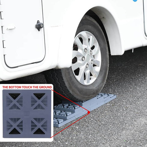 RV tire on Heavy Duty RV Leveling Blocks For Campers And Trailers With Interlocking Design, 10 Pack Includes Carrying Bag