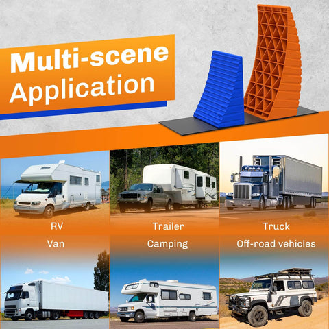 Heavy Duty RV Leveling Blocks Kit For Camper With Anti Slip Mats Two Pack Curved Design Up To 35000 Lbs For Travel Trailer Easier