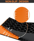 Close-up of Easy Faster Leveling RV Leveling Blocks Ramp Kit No Brainer For Campers showing non-slip orange and black design.