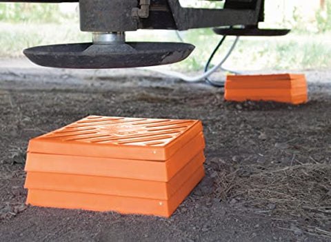 Interlocking RV Leveling Blocks 10 Pack With Nylon Storage Bag For Trailer Motorhome And Vanlife Up To 40,000 Lbs Capacity Orange Made In USA By Tri-Lynx Lynx Levelers Durable Heavy Duty Stability For Uneven Terrain And Easy Quick Leveling