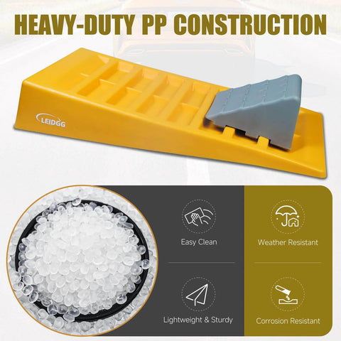 Heavy Duty RV Leveling Blocks Set For Travel Trailers And Campers With Storage Bag Adjustable Up To 3 Inches And Supports Up To 10000 Lbs 2 Pack Leidgg, yellow block with wedge