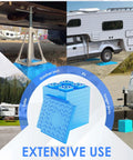Heavy Duty RV Leveling Blocks 12 Pack With Interlocking Design And Packing Bag For Camper Leveling Stackable Blocks in use