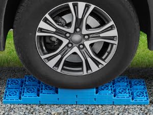 Heavy Duty RV Leveling Blocks 12 Pack With Storage Bag Stackable Interlocking Blocks for Single Wheel on gravel
