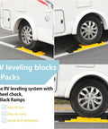 RV Camper Leveling Blocks Set With Anti Slip Pads Interlocking Design 10 Pack Includes One Wheel Chock Ramps And Carrying Bag