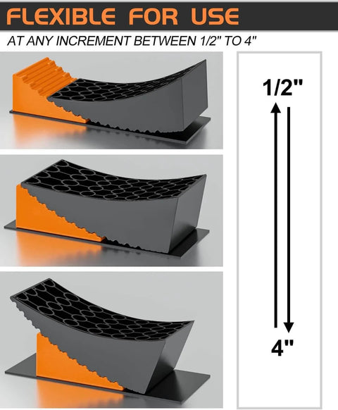 Easy Faster Leveling RV Leveling Blocks Ramp Kit No Brainer For Campers 2 Pack Leveler System side view with increments