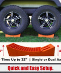 2 Pack RV Leveling Ramps Kit With Anti Slip Camper Levelers For Soft And Uneven Terrain By SecurityMan under RV wheels