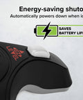Close-up of EZ Camper RV Leveling System With Dual Axis Quick Leveling For Both Axes At Once, Bright Illuminated Indicator Lights For Easy Feedback, highlighting auto shut off feature.