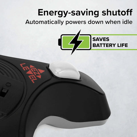 Close-up of EZ Camper RV Leveling System With Dual Axis Quick Leveling For Both Axes At Once, Bright Illuminated Indicator Lights For Easy Feedback, highlighting auto shut off feature.