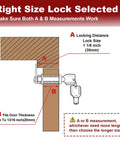 Diagram of 1 1/8 inch RV lock installation for door thickness up to 13/16 inch, showing right size selection for secure fit.