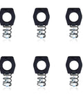 Keep your RV water heater secure with a six piece metal cam lock set, durable, powder-coated black latch fasteners shown.