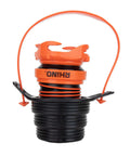 3 In 1 RV Sewer Hose Adapter And Drain Seal With RhinoExtreme Hose And Handle, black and orange flexible design for camper connections.