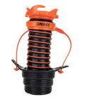 3 In 1 RV Sewer Hose Adapter And Drain Seal With RhinoExtreme Hose And Handle, black flexible fitting, universal size, front view